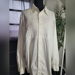 Lucky Brand Dungarees America Medium Vintage  Embroidered Button Down Top